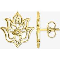 THOMAS SABO Women's Gold Plated Diamond Lotus Flower Ornamentation Earrings D_H0007-924-39