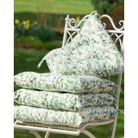 Dibor Set of 4 Green Leaf Print Cotton Outdoor Garden Chair Seat Pad Cushions L40cm x W40cm | Size: 40 cm x 40 cm