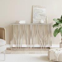 Console Table Silver 110x30x70 cm Stainless Steel and Glass