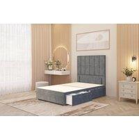 Somnior Austin 2 Drawer Divan Bed Base & 54" Floor Standing Headboard Velvet in Charcoal | Size: Super King