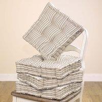 Dibor Set of 4 Grey Striped Indoor Dining Chair Seat Pad Box Cushions L40cm x W40cm | Size: 40 cm x 40 cm