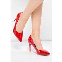 Miss Diva Women's Ingrid Pointed Toe Patent PU Court Shoes Heels in Red | Size: 7