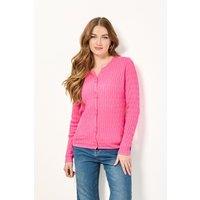 Mudflower Women's Cable-Knit Button Cardigan in Pink | Size: 14