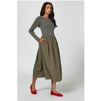 FS Collection Women's Long Sleeve Stripe Midi Dress In Olive | Size: Small