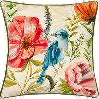 Wylder Nectar Garden Bluebird Velvet Cushion | Size: 43 cm x 43 cm