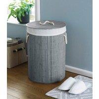 HomeSpace Direct Round Bamboo Grey Laundry Hamper