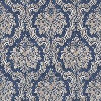 A.S. Creation Floral Damask Baroque Non Woven Textured Wallpaper in Navy