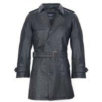 Infinity Leather Men's Leather Trench Coat-Memphis in Black | Size: XS