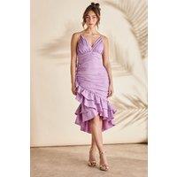 Coast Women's Strappy Multi Ruffle Midi Holiday Dress in Purple | Size: 10