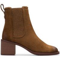 Clarks Women's Chamberly Top Walnut Suede Ankle Boots, Chelsea Boots in Brown | Size: 5-Standard Fit