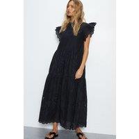 Broderie Mix Tiered Midi Dress