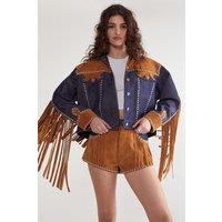 NastyGal Women's Denim Suede Mix Jacket | Size: 12