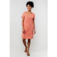 Lily & Me Women's Calcot Short Sleeve Cotton Round Neck Dress with Patch Front Pockets in Cerise | Size: 16