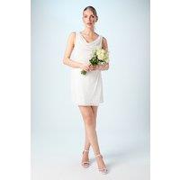 Coast Women's Cowl Front All Over Sequin Bridal Mini Dress in Ivory | Size: 14