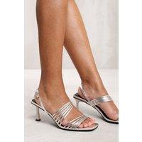 'Hailey' Square Toe Low Block Slingback Heel With Multi Strap Detail