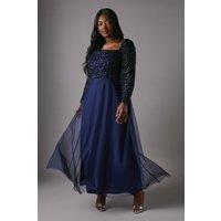 Plus Size Sequin Long Sleeve Corset Tulle Bridesmaid Dress
