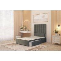 Somnior Austin 2 Drawer Divan Bed Base & 54 Floor Standing Headboard Linen in Mid Grey | Size: Super King