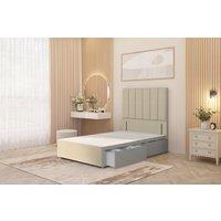 Somnior Austin 2 Drawer Divan Bed Base & 54 Floor Standing Headboard Linen in Beige | Size: Small Single