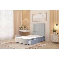 Somnior Austin 2 Drawer Divan Bed Base & 54" Floor Standing Headboard Linen in Light Grey | Size: Small Double