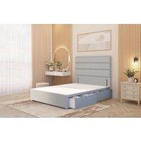 Somnior Chambery Divan Bed Frame 2 Drawers with Floor Standing Headboard Linen in Light Grey | Size: Single