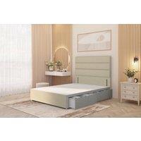 Somnior Chambery Divan Bed Frame 2 Drawers with Floor Standing Headboard Linen in Beige | Size: Single