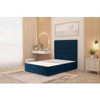 Somnior Eleanor Divan Bed with 54 Floor Standing Headboard Velvet in Navy | Size: Double