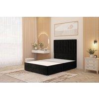 Somnior Eleanor Divan Bed with 54 Floor Standing Headboard Velvet in Black | Size: Double