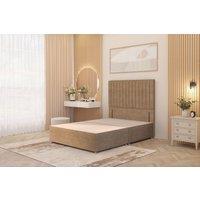 Somnior Eleanor Divan Bed with 54 Floor Standing Headboard Velvet in Beige | Size: Double