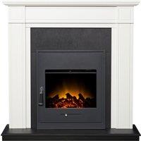 Adam Fires & Fireplaces Adam Georgian Fireplace in Pure White & Black with Oslo Electric Inset Stove in Black, 39 Inch