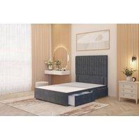 Somnior Eleanor Divan Bed 2 Drawers & 54 Floor Standing Headboard Velvet in Charcoal | Size: Small Double