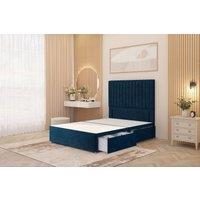 Somnior Eleanor Divan Bed 2 Drawers & 54 Floor Standing Headboard Velvet in Navy | Size: Small Double