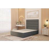 Somnior Chambery Divan Bed Frame with Floor Standing Headboard Linen Fabric in Mid Grey | Size: Small Single