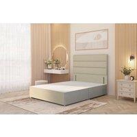 Somnior Chambery Divan Bed Frame with Floor Standing Headboard Linen Fabric in Beige | Size: Single