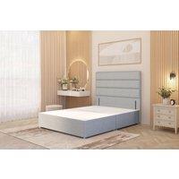 Somnior Chambery Divan Bed Frame with Floor Standing Headboard Linen Fabric in Light Grey | Size: Small Single