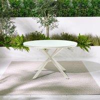 FurnitureboxUK Nanterre Metal & Glass Round Outdoor Dining Table in Cream