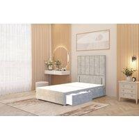Somnior Austin 2 Drawer Divan Bed Base & 54" Floor Standing Headboard Velvet in Silver | Size: King