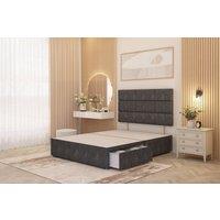 Somnior Chambery 2 Draw Divan Bed Frame with Headboard Tweed Fabric in Charcoal | Size: Super King