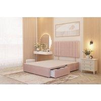 Somnior Alexas 2 Drawers Divan Bed with 30 Upholstered Headboard Plush Velvet in Pink | Size: Single