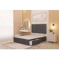 Somnior Alexas 2 Drawers Divan Bed with 30 Upholstered Headboard Plush Velvet in Charcoal | Size: Single