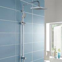 Nes Home Chrome Winstead Modern Exposed Square Shower Single Mode Handset & Riser Rail Kit in Silver
