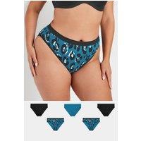 Yours Women's High Leg Knickers in Blue | Size: 26-28