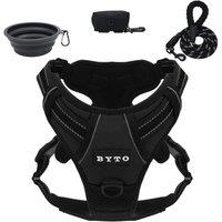 1000 Mile BYTO No Pull Harness Set Reflective Strips 5ft Dog Lead Medium Black