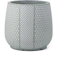 Primrose Round Geo Patterned Fibreglass Garden Patio Planter Bowl 21cm in Grey