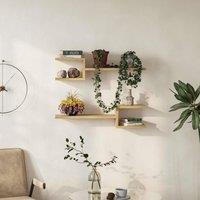 Decortie Fork' Modern Floating Shelf Set 18.2cm 2 Piece in Natural | Size: 1 Pack