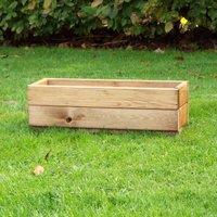 Primrose Wooden Trough Redwood Low Outdoor Flower Bed Planter 51cm in Brown