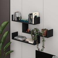 Decortie Tibet' Wall-Mounted Bookcase Display Unit 120cm Wide in Black | Size: 1 Pack
