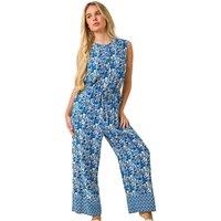 Petite Floral Border Print Jumpsuit