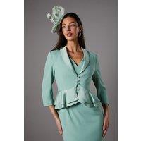 Coast Women's Satin Back Crepe Tailored Jacket With Peplum in Sage | Size: 12