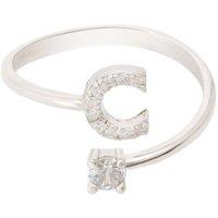 Latelita Women's Initial Ring Silver C in White