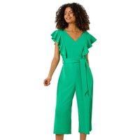 Dusk Frill Crepe Belted Jumpsuit